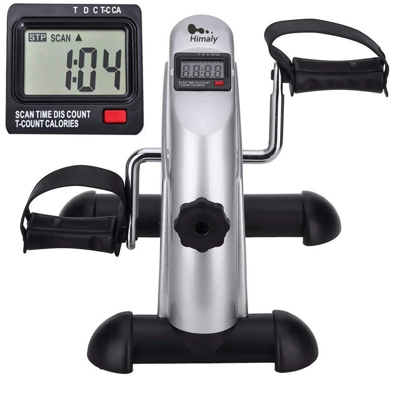 HIMALY Mini Exercise Bike, himaly Under Desk Bike Pedal Exerciser Portable Foot Cycle Arm & Leg Peddler Machine with LCD Screen Displays - Image 1